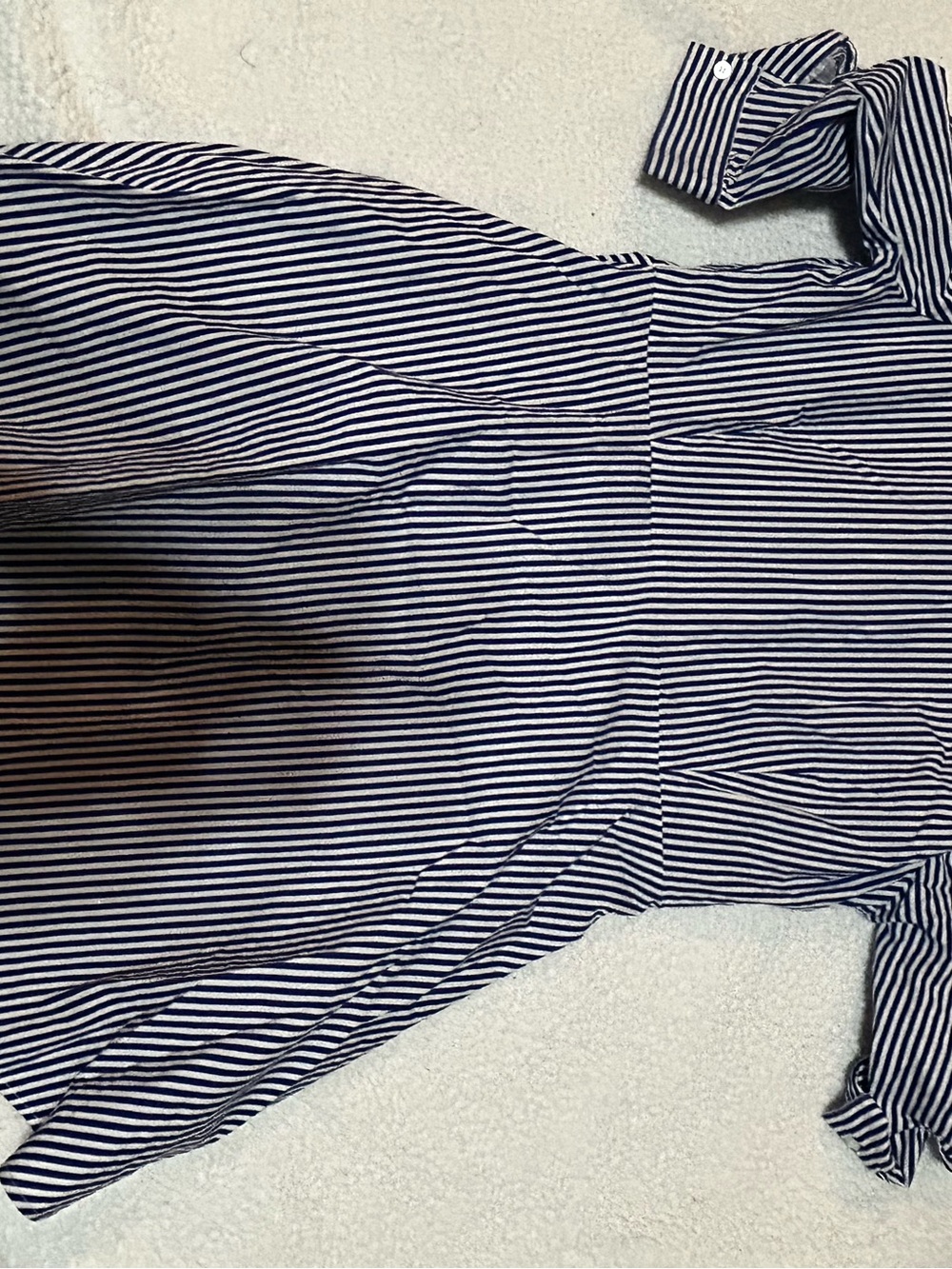 New York & Company Navy and White Striped Button-Down Shirt